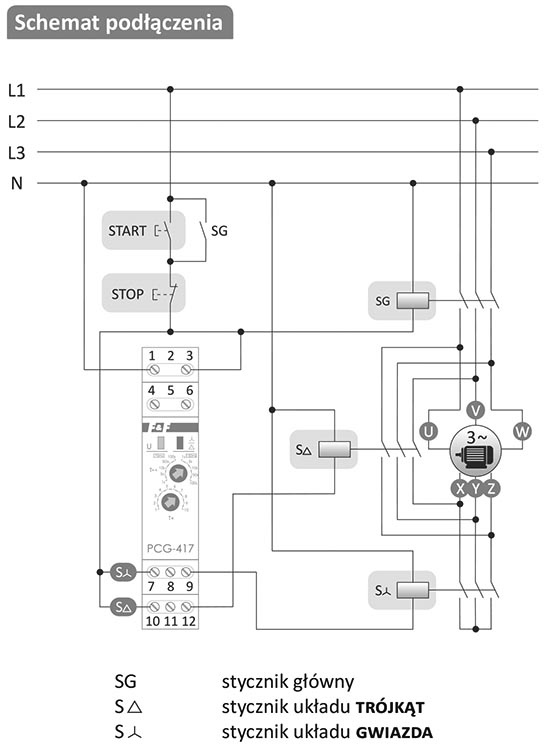 Sterownik czasowy PCG-417 DUO schemat podłączenia